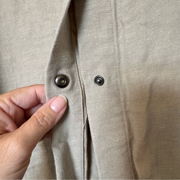 Massimo dutti linen blend blouse shirt oversized look light khaki - Picture 2 of 5